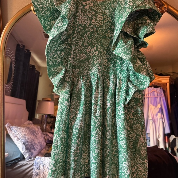 Green Floral Ruffle Dress - Picture 3 of 7